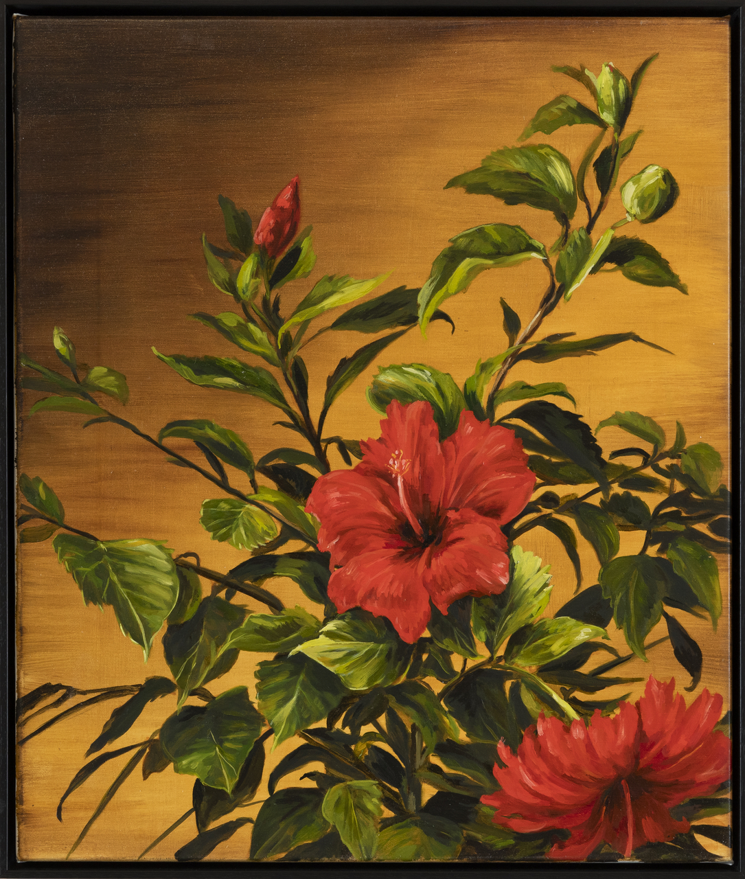 Christopher Bassi, Hibiscus, 2023, oil on canvas. (Part of a series)